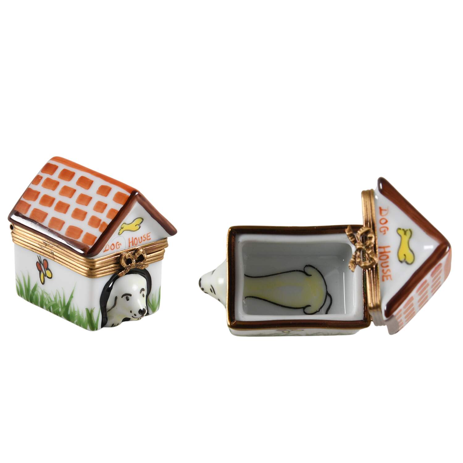PEINT MAIN LIMOGES BOX Dog House W/ Dog - No Box by Peint Main-1
