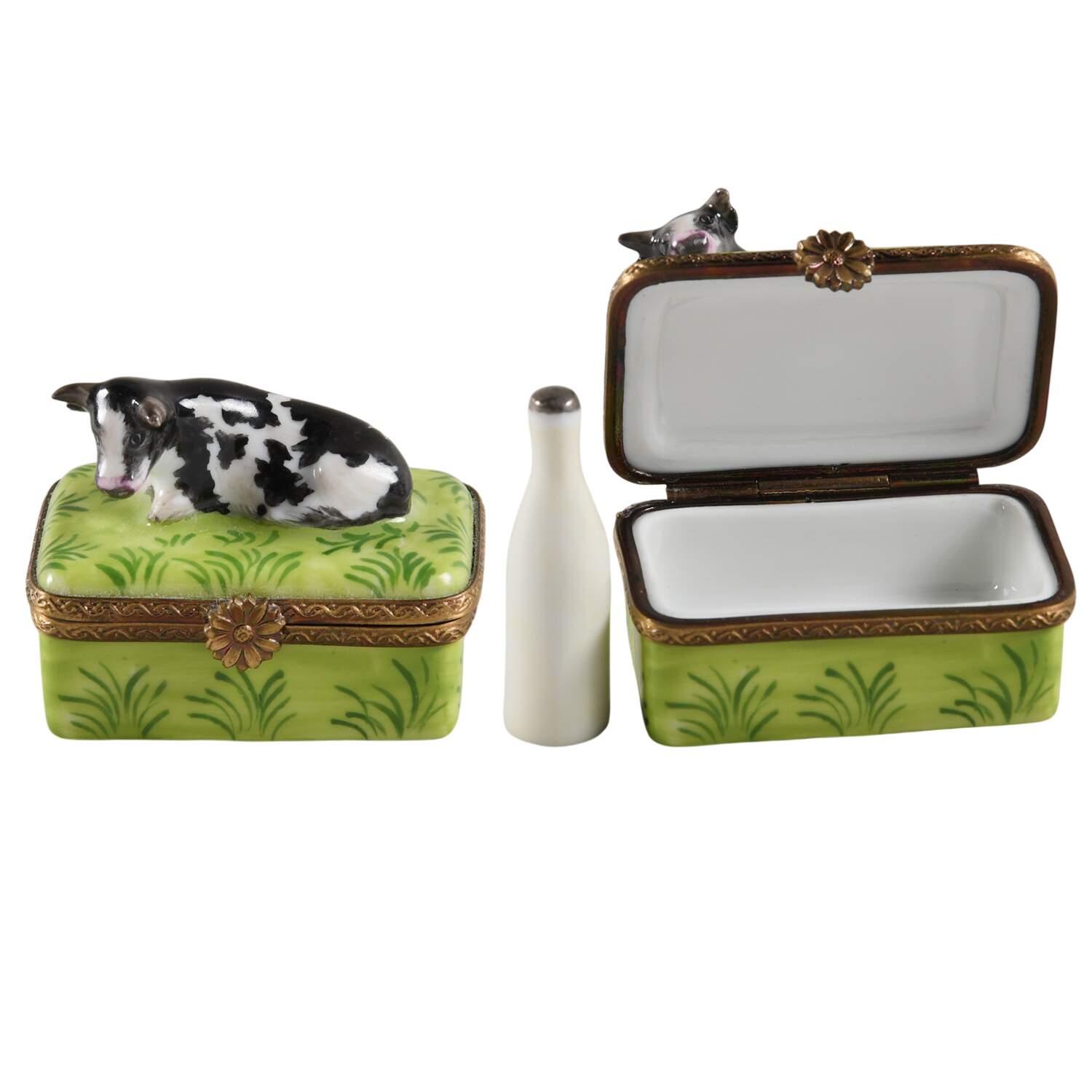PEINT MAIN LIMOGES BOX Cow With Milk Bottle - No Box by Peint Main-1