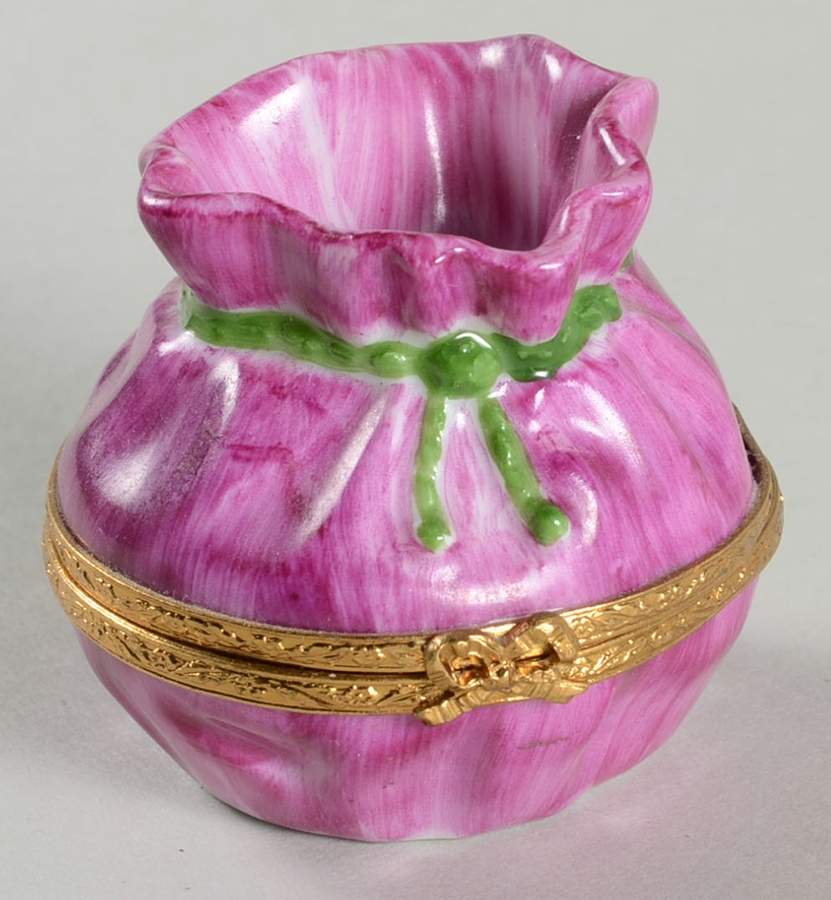 PEINT MAIN LIMOGES BOX Purple Bag With Green Ribbon - No Box by Peint Main-1