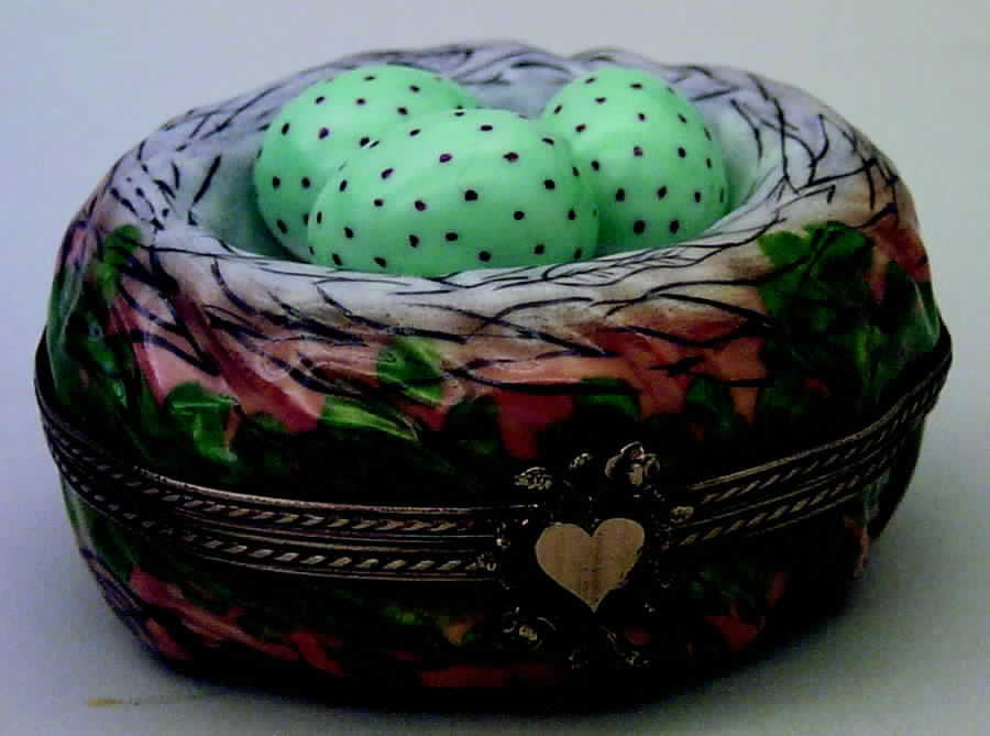 PEINT MAIN LIMOGES BOX Bird Nest - No Box by Peint Main-1