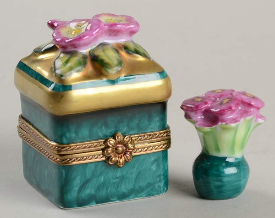 PEINT MAIN LIMOGES BOX Flower Box With Vase Of Flowers - No Box by Peint Main-1