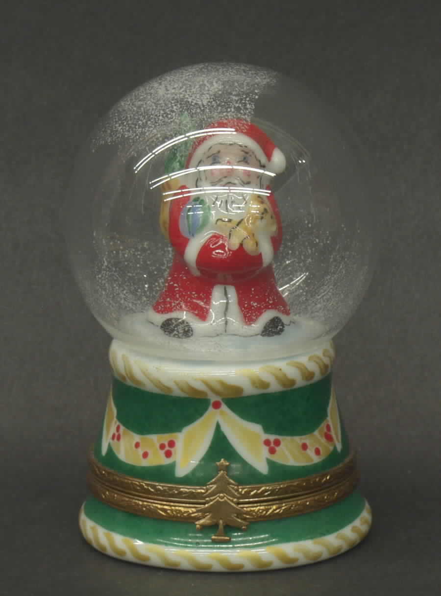 PEINT MAIN LIMOGES BOX Santa Snow Globe - No Box by Peint Main-1