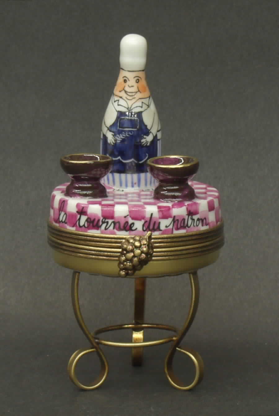 PEINT MAIN LIMOGES BOX Chef Bottle On Round Table - No Box by Peint Main-1
