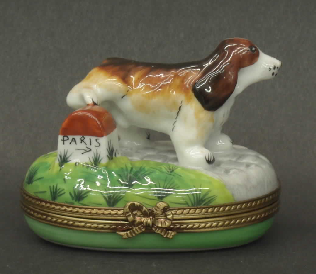 PEINT MAIN LIMOGES BOX Dog With Leg Up - No Box by Peint Main-1