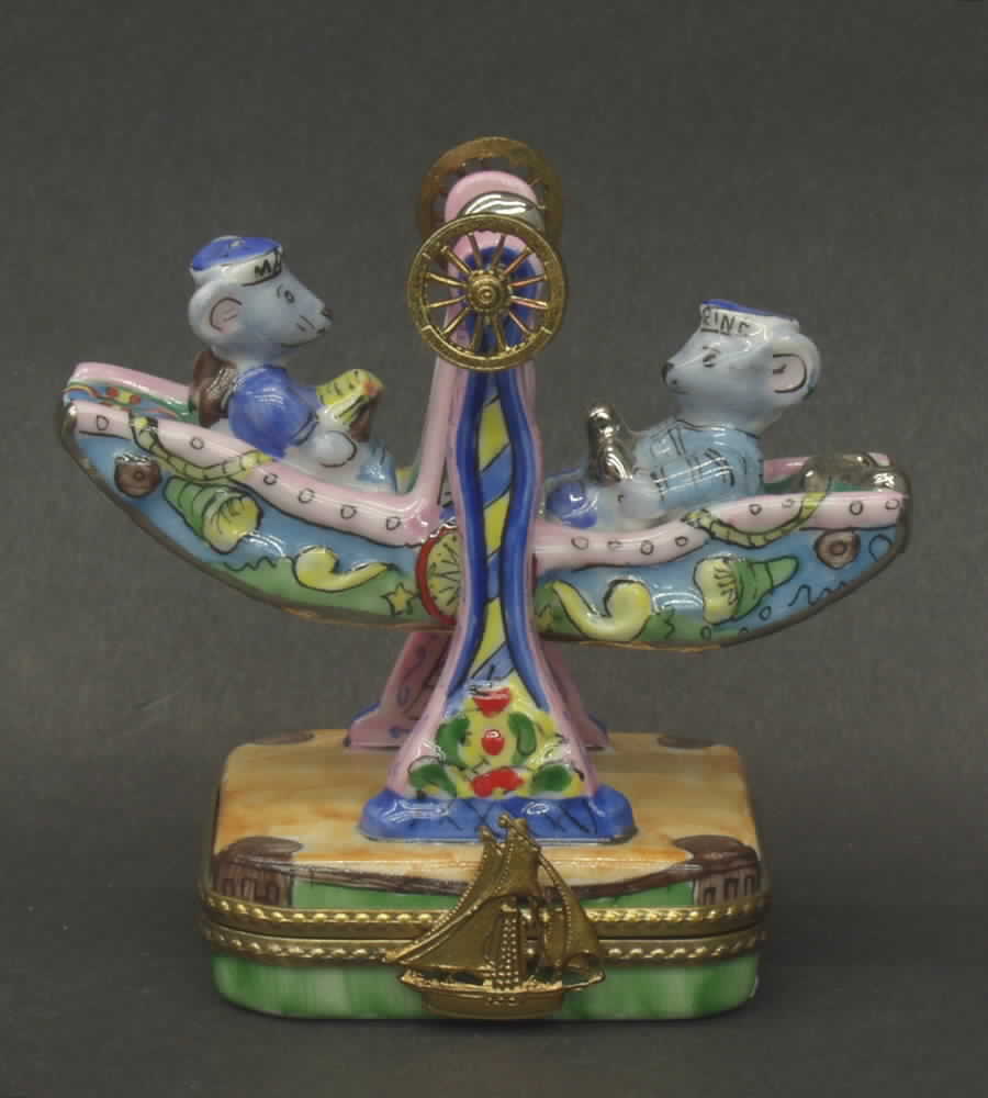 PEINT MAIN LIMOGES BOX Mice On Double Swing - No Box by Peint Main-1