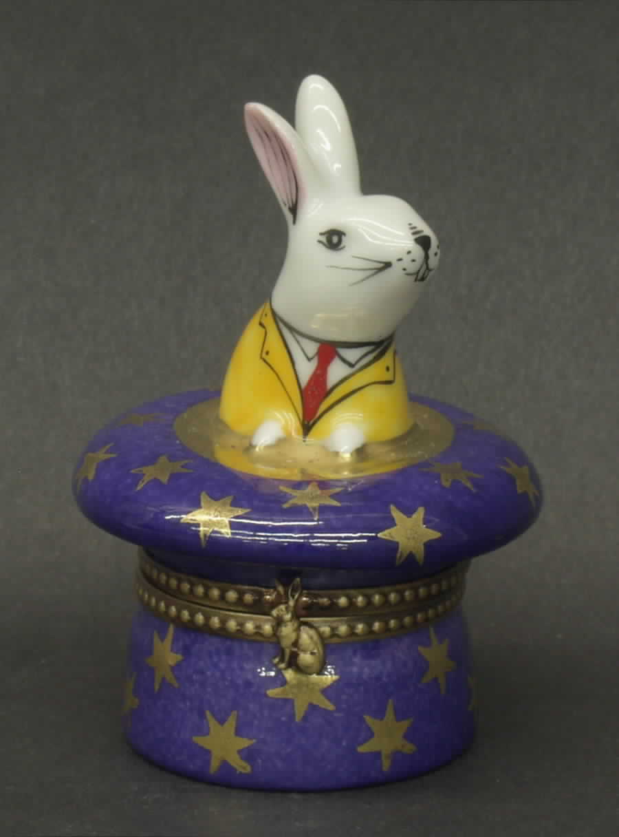 PEINT MAIN LIMOGES BOX Rabbit In Top Hat - No Box by Peint Main-1