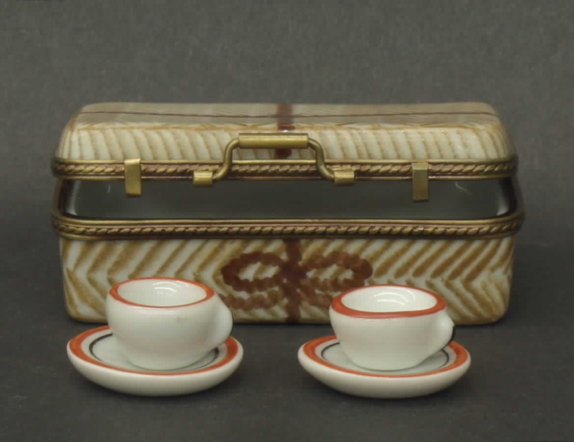 PEINT MAIN LIMOGES BOX Picnic Basket-With Cups - No Box by Peint Main-1