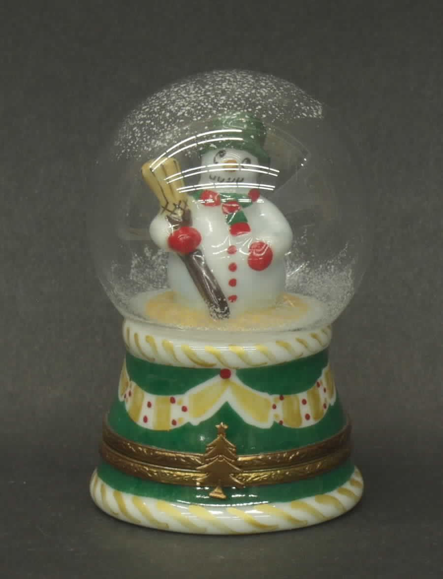 PEINT MAIN LIMOGES BOX Snowman Snow Globe - No Box by Peint Main-1