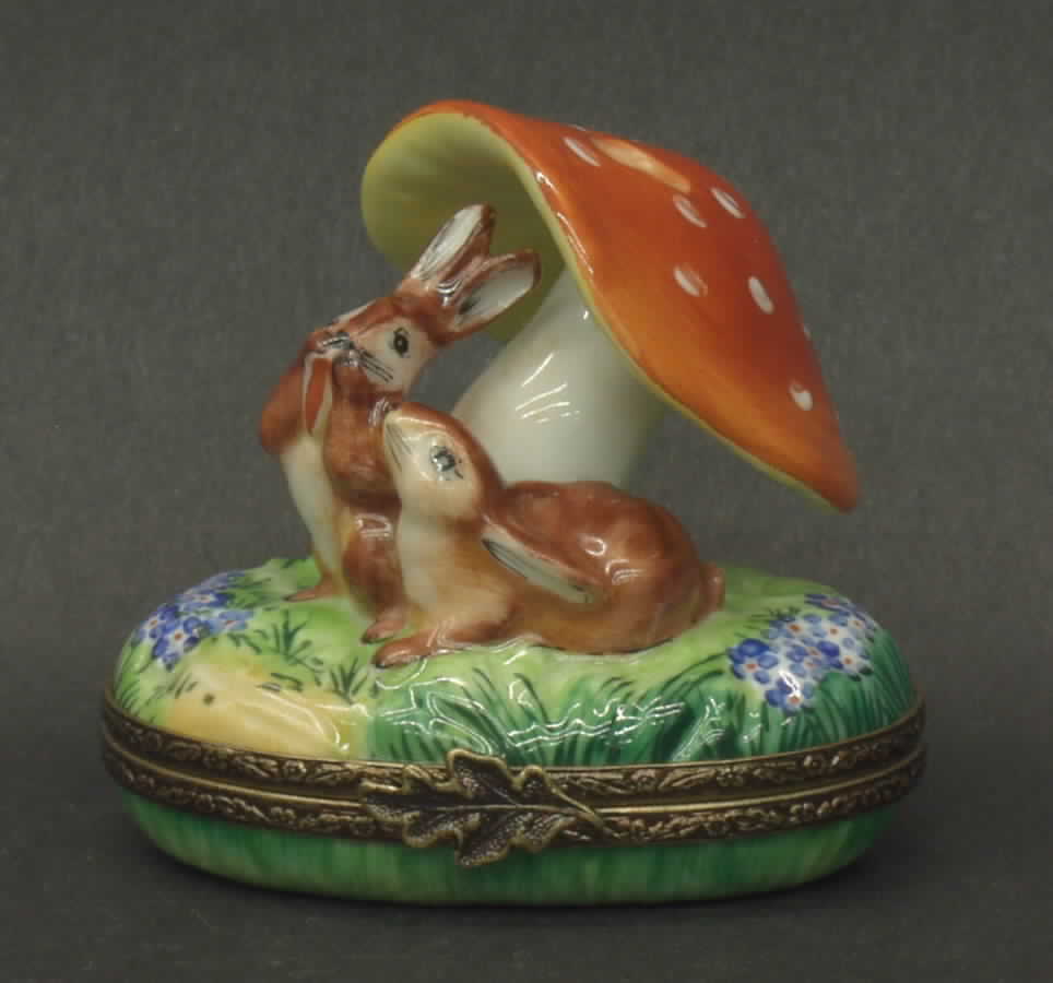 PEINT MAIN LIMOGES BOX Rabbit With Mushroom - No Box by Peint Main-1