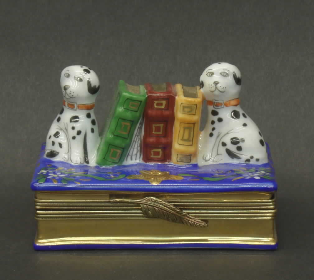 PEINT MAIN LIMOGES BOX Dalmatian Book Ends - Boxed by Peint Main-1