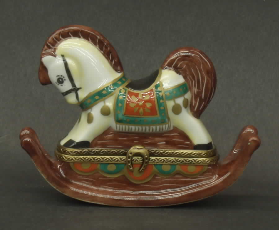 PEINT MAIN LIMOGES BOX Rocking Horse-Brown - No Box by Peint Main-1