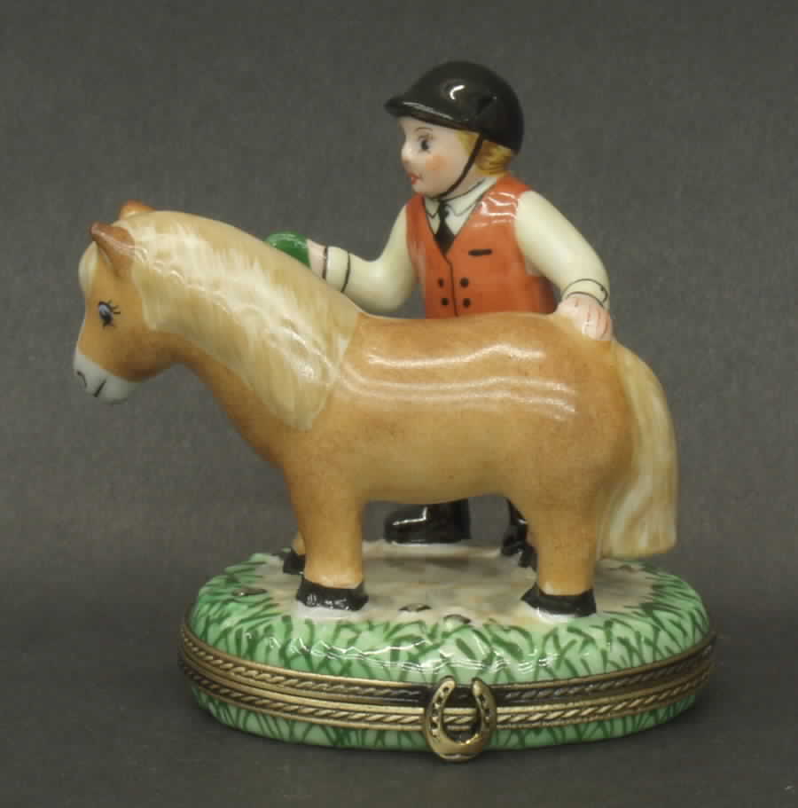 PEINT MAIN LIMOGES BOX Pony W/ Rider - Boxed by Peint Main-1