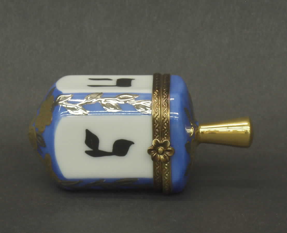 PEINT MAIN LIMOGES BOX Dreidle-Blue & Gold - Boxed by Peint Main-1