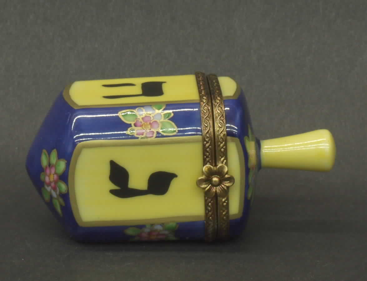 PEINT MAIN LIMOGES BOX Dreidle-Blue & Yellow - No Box by Peint Main-1