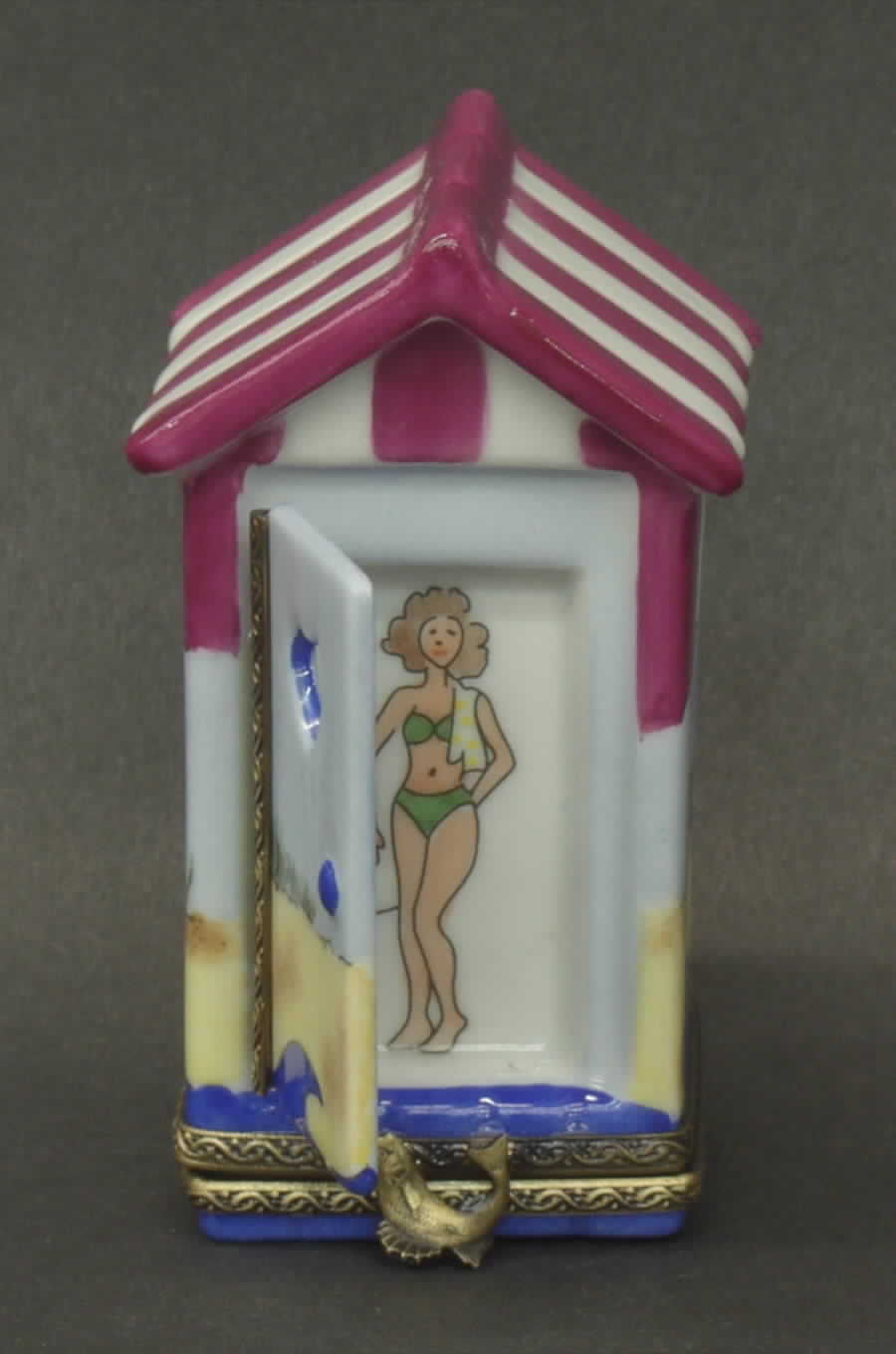 PEINT MAIN LIMOGES BOX Red Beach Cabana - Boxed by Peint Main-1