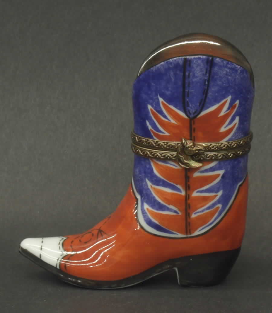 PEINT MAIN LIMOGES BOX Cowboy Boot/Red&Blue - No Box by Peint Main-1