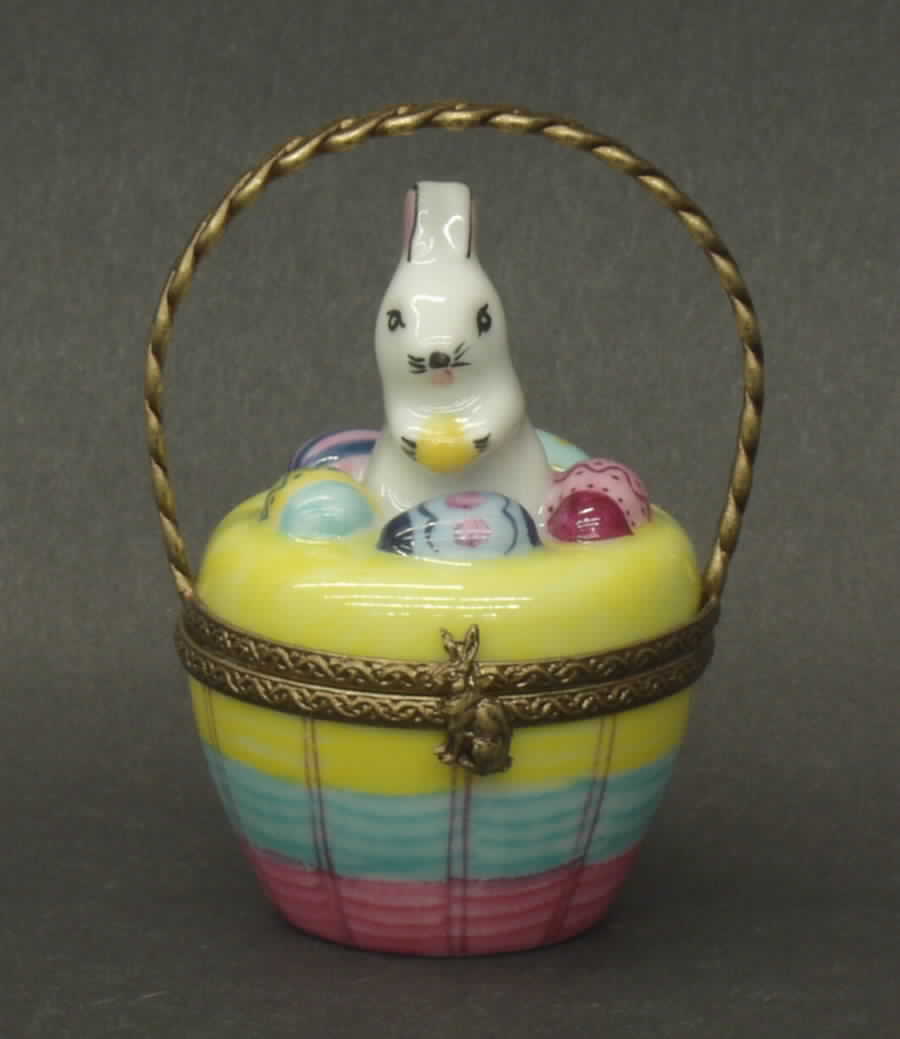PEINT MAIN LIMOGES BOX Egg Basket/Rabbit - No Box by Peint Main-1
