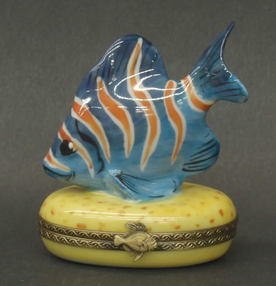 PEINT MAIN LIMOGES BOX Sunfish-Blue With Stripes - No Box by Peint Main-1