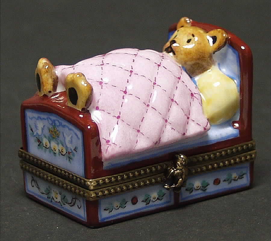PEINT MAIN LIMOGES BOX Teddy In Bed - No Box by Peint Main-1