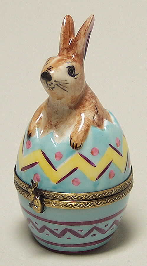 PEINT MAIN LIMOGES BOX Bunny-Egg/Blue - No Box by Peint Main-1