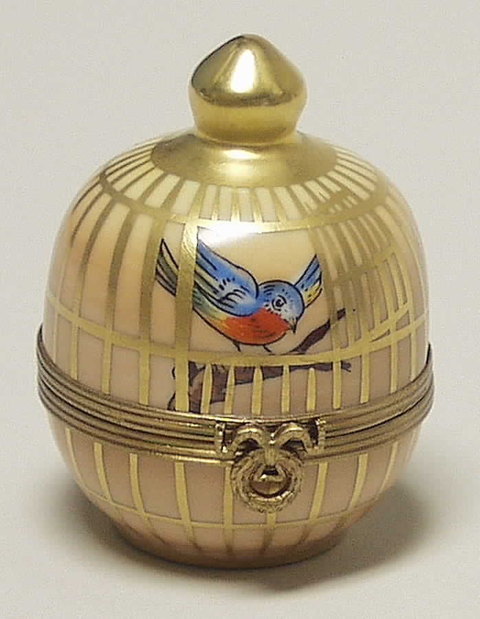 PEINT MAIN LIMOGES BOX Bird Cage/Round - No Box by Peint Main-1