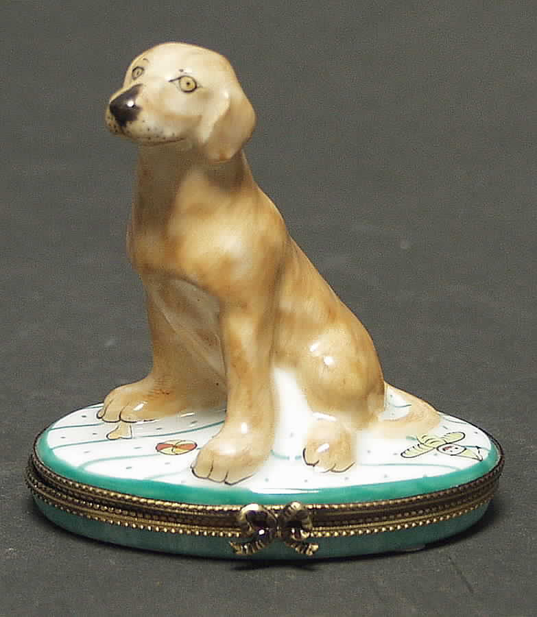 PEINT MAIN LIMOGES BOX Yellow Lab - Boxed by Peint Main-1
