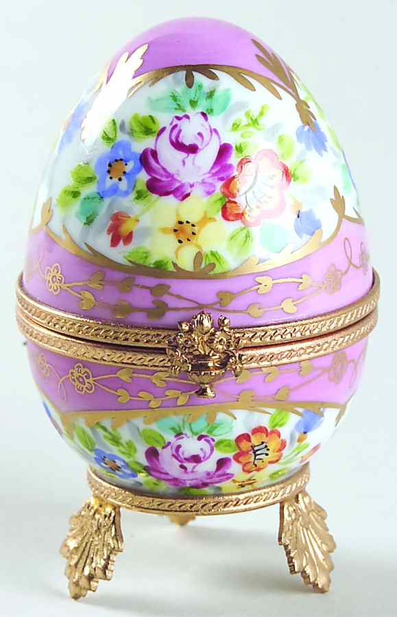 PEINT MAIN LIMOGES BOX Footed Flower Egg - No Box by Peint Main-1
