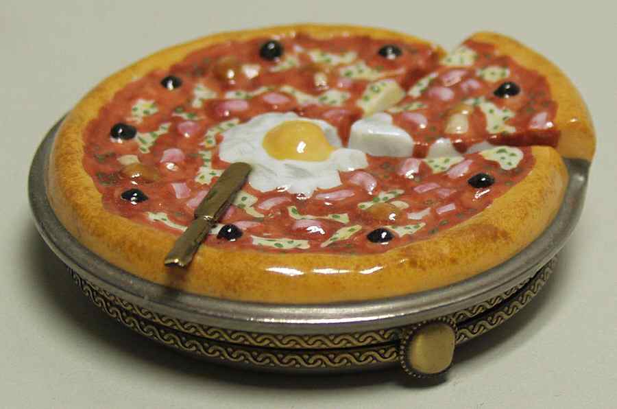 PEINT MAIN LIMOGES BOX Pizza - With Box Bx359 by Peint Main-1