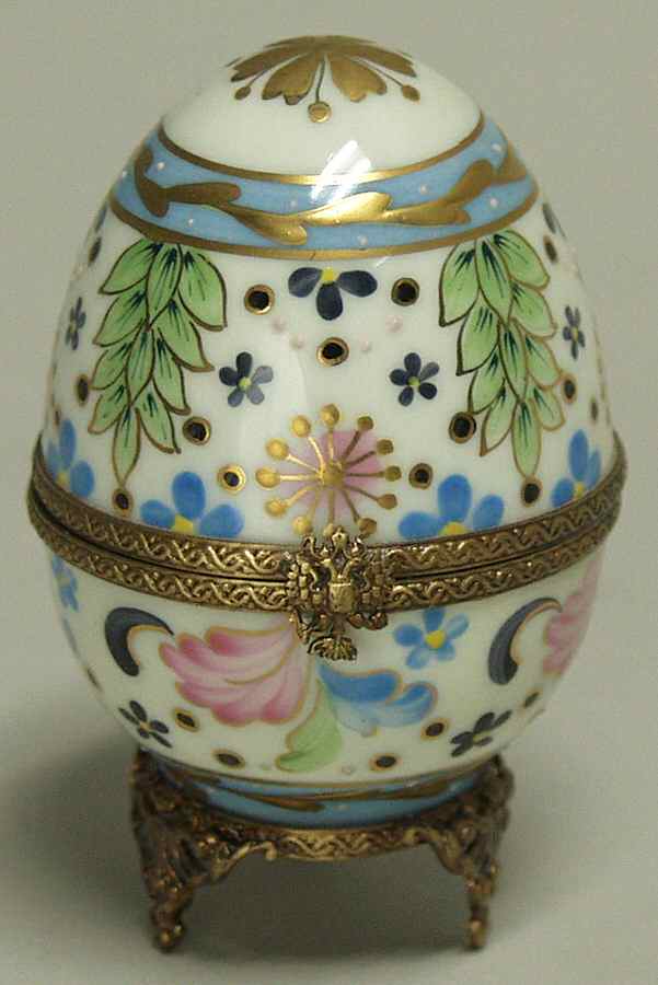 PEINT MAIN LIMOGES BOX Floral Faberge Egg - With Box Bx372 by Peint Main-1