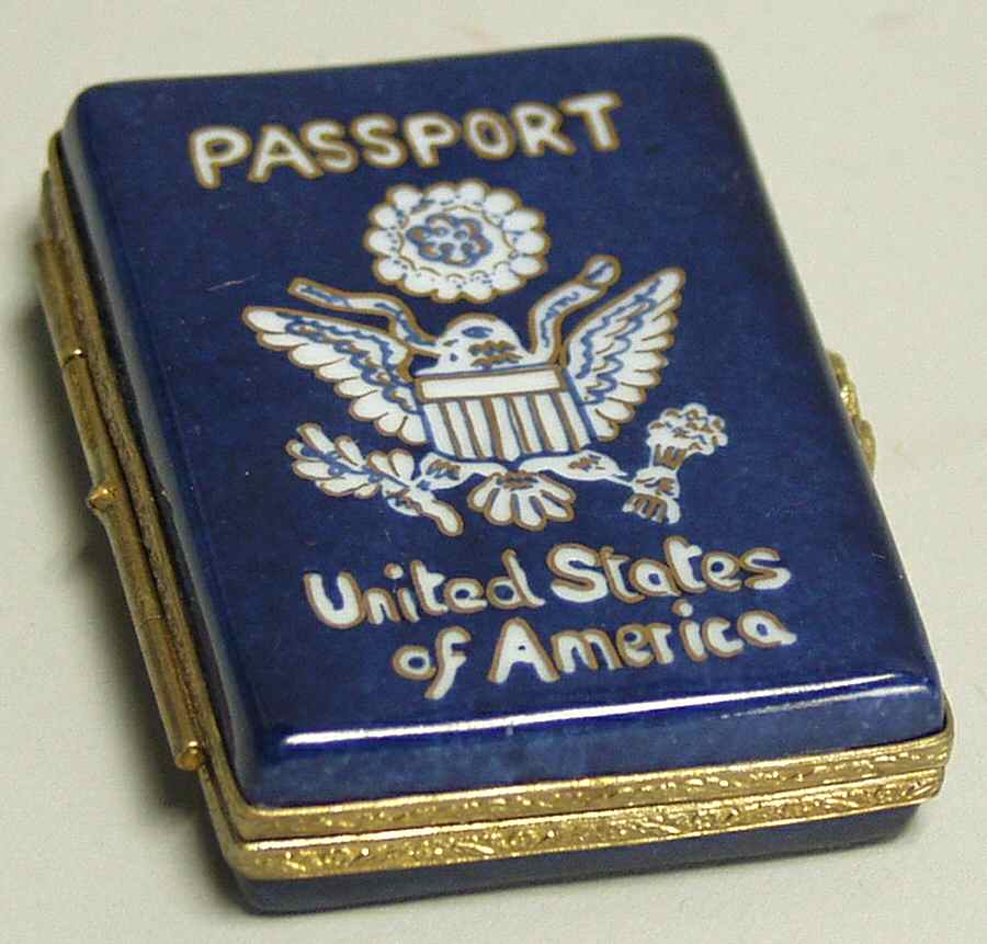 PEINT MAIN LIMOGES BOX Passport USA - With Box Bx354 by Peint Main-1