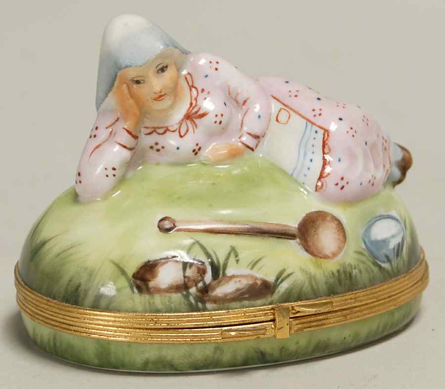 PEINT MAIN LIMOGES BOX Young Maiden Resting Box - No Box by Peint Main-1