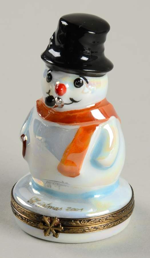 PEINT MAIN LIMOGES BOX Snowman Christmas 2001 - No Box by Peint Main-1