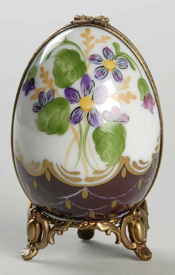 PEINT MAIN LIMOGES BOX Egg - Violet - Boxed by Peint Main-1