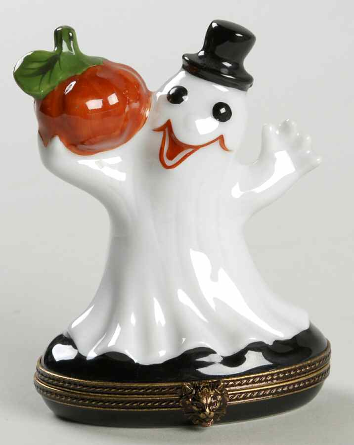 PEINT MAIN LIMOGES BOX Ghost With Pumpkin - No Box by Peint Main-1
