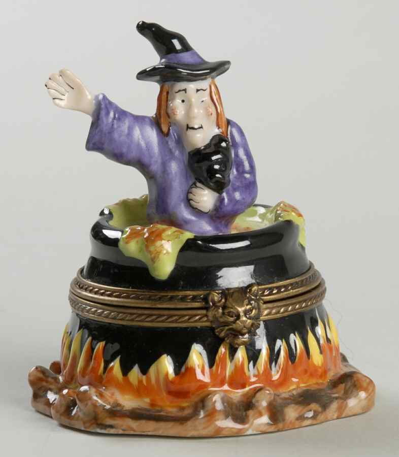 PEINT MAIN LIMOGES BOX Witch In Cauldron - No Box 420 by Peint Main-1