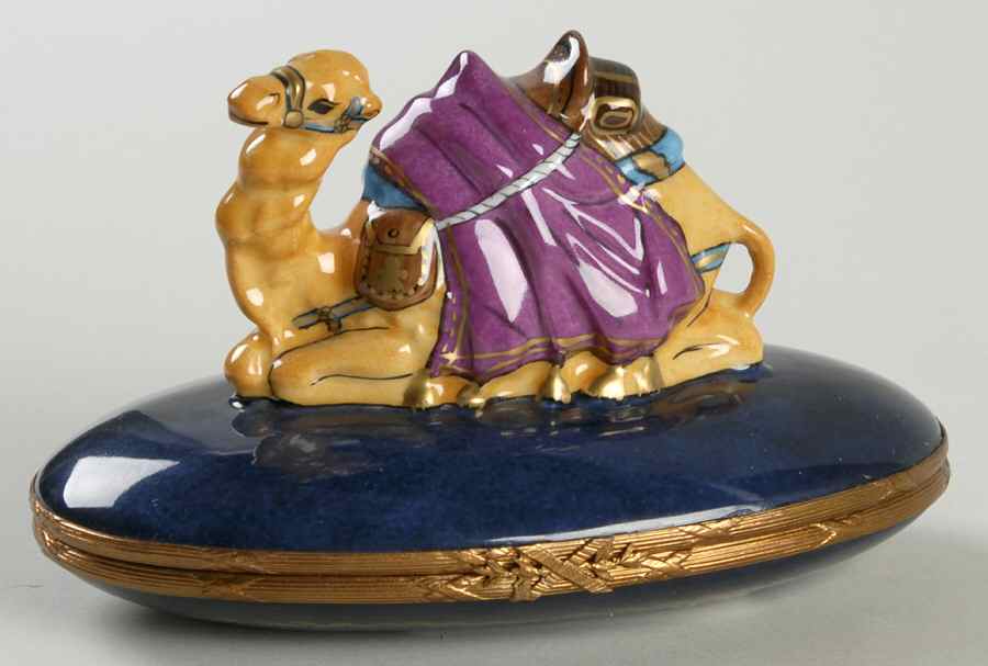 PEINT MAIN LIMOGES BOX Camel Sitting - Purple - Boxed by Peint Main-1