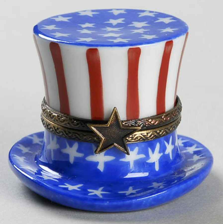 PEINT MAIN LIMOGES BOX Uncle Sam Hat - No Box by Peint Main-1