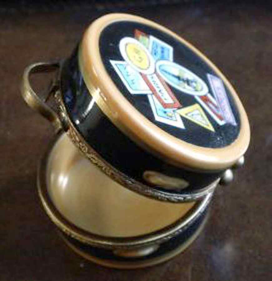 PEINT MAIN LIMOGES BOX Round Luggage W/World Map2 - No Box by Peint Main-1