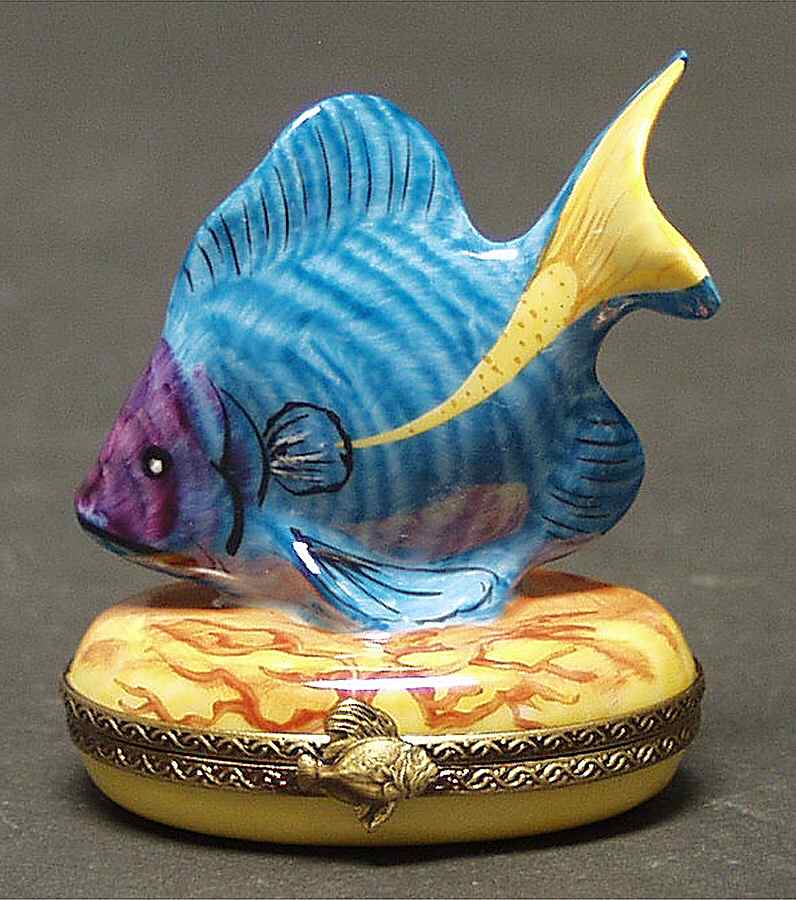 PEINT MAIN LIMOGES BOX Sunfish-Turquoise - No Box by Peint Main-1