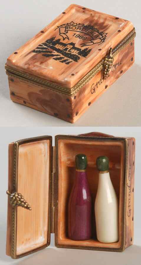 PEINT MAIN LIMOGES BOX Wine Bottle In Basket - No Box by Peint Main-1