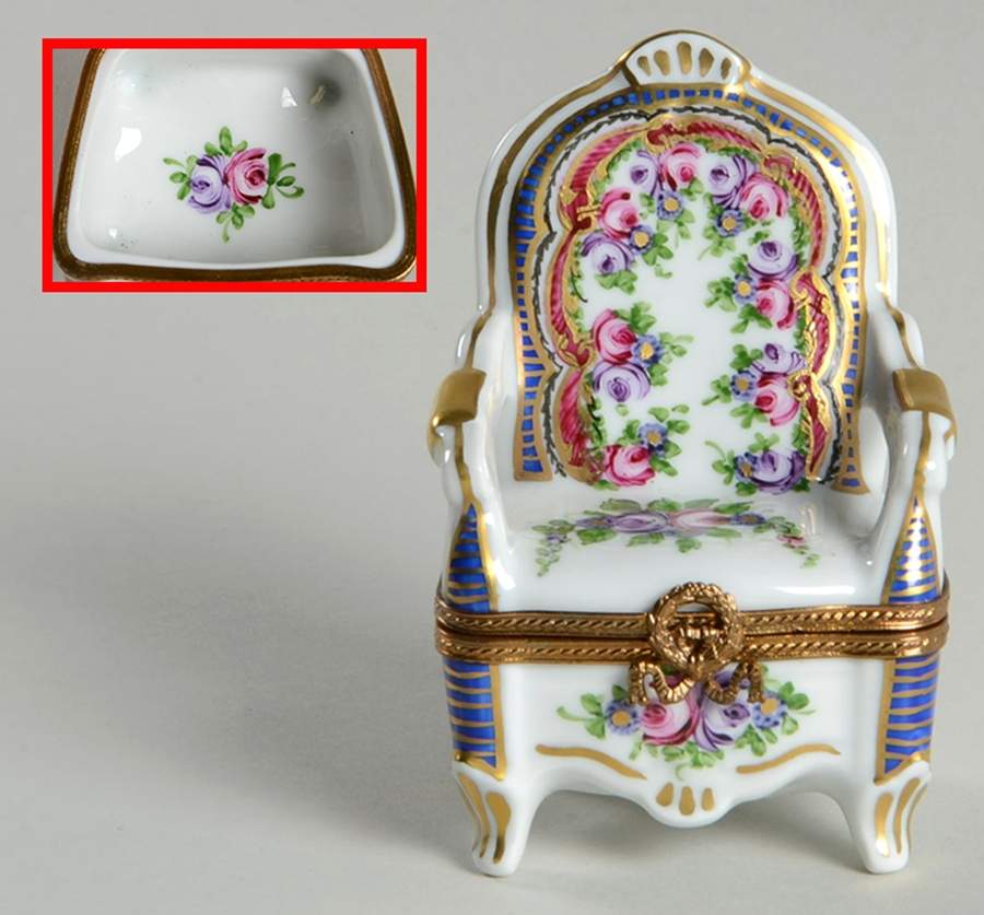 PEINT MAIN LIMOGES BOX Floral Chair - Bx527 With Box by Peint Main-1