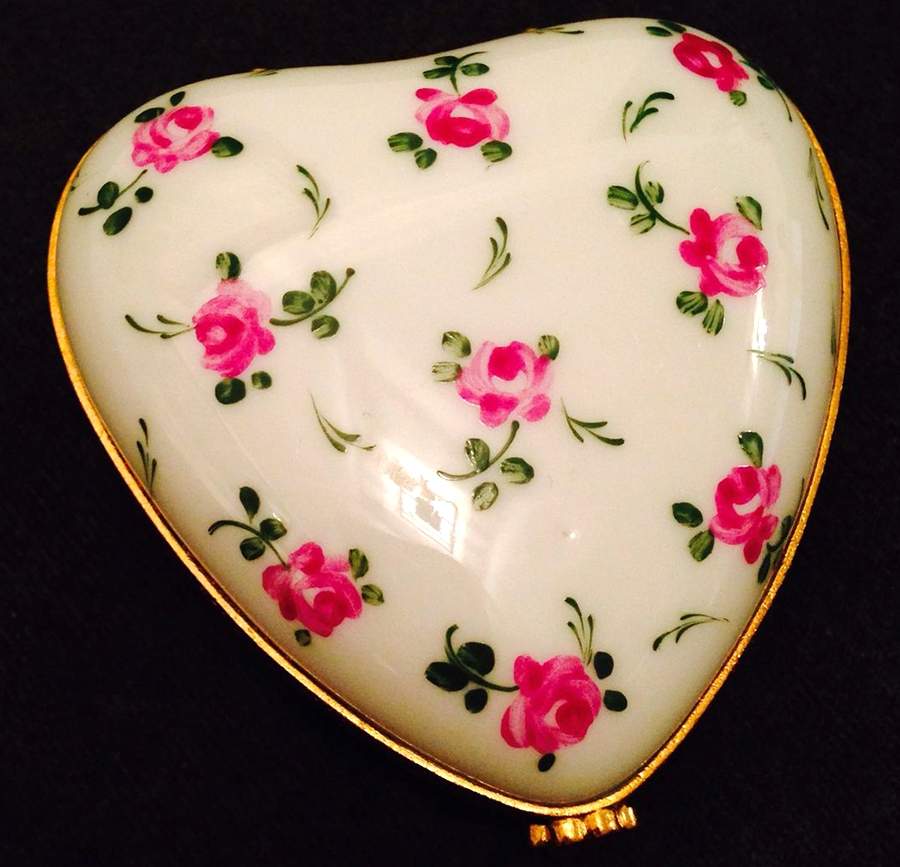 PEINT MAIN LIMOGES BOX Heart Box-Pink Roses - No Box by Peint Main-1