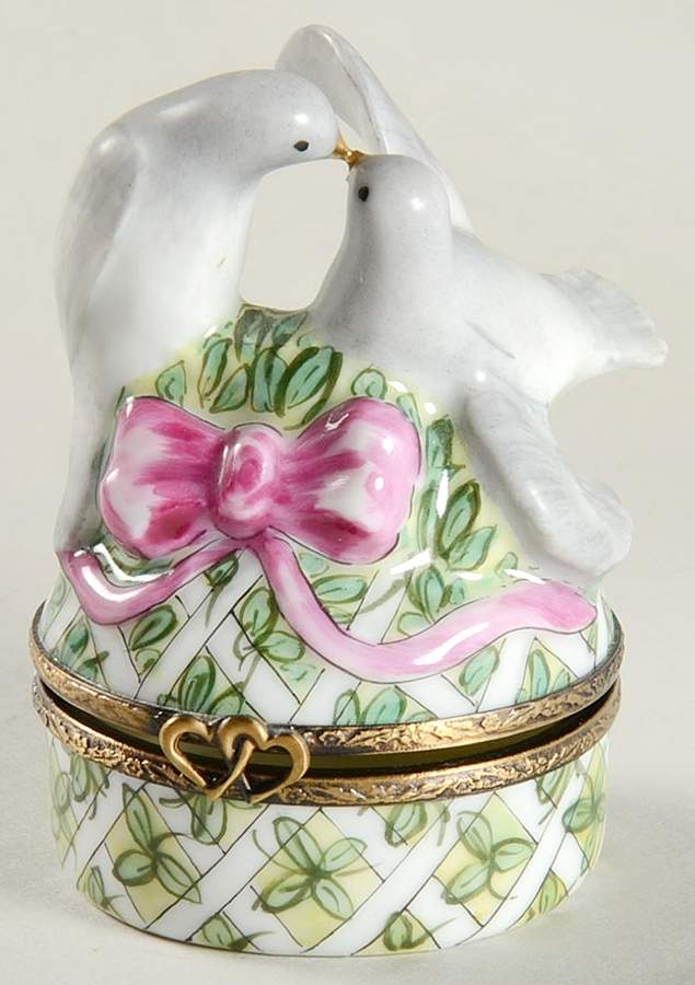 PEINT MAIN LIMOGES BOX Two Turtle Doves - No Box by Peint Main-1