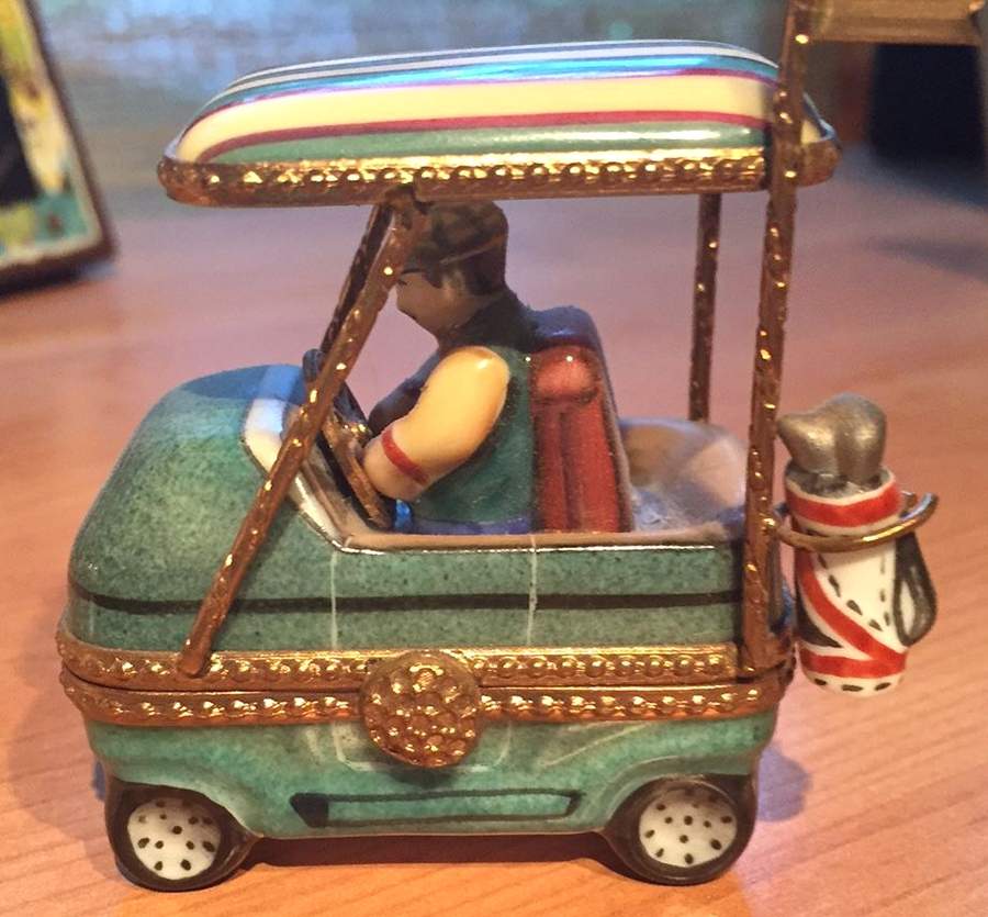 PEINT MAIN LIMOGES BOX Golf Cart W/ Clubs - No Box by Peint Main-1