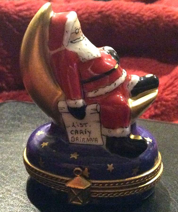 PEINT MAIN LIMOGES BOX Santa On The Moon - No Box 631 by Peint Main-1