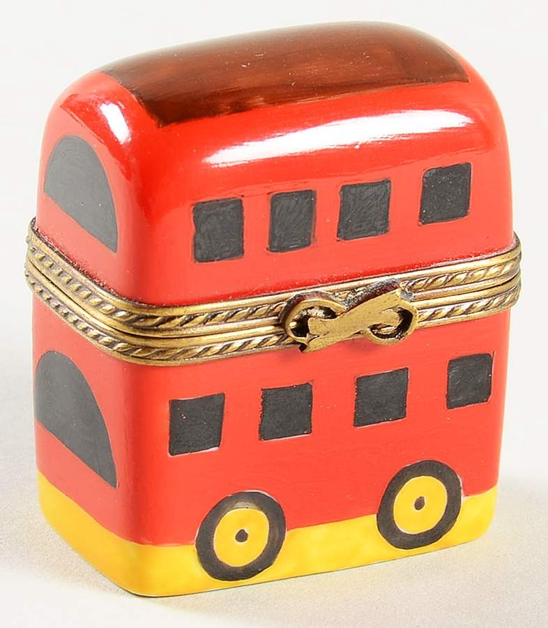 PEINT MAIN LIMOGES BOX Red Double Decker Bus - No Box 629 by Peint Main-1