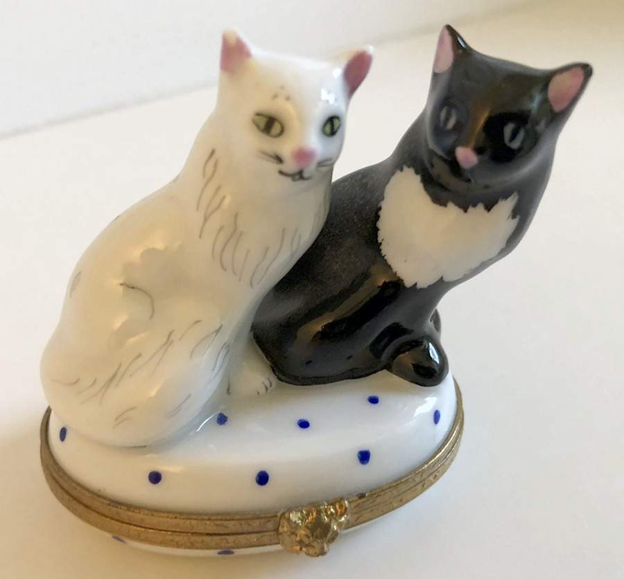 PEINT MAIN LIMOGES BOX Two Cats - Nb655, No Box by Peint Main-1