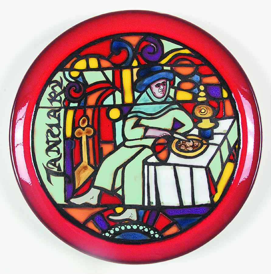 Calendar Series Drinking Wine By The Fire - No Box by Poole Pottery-1