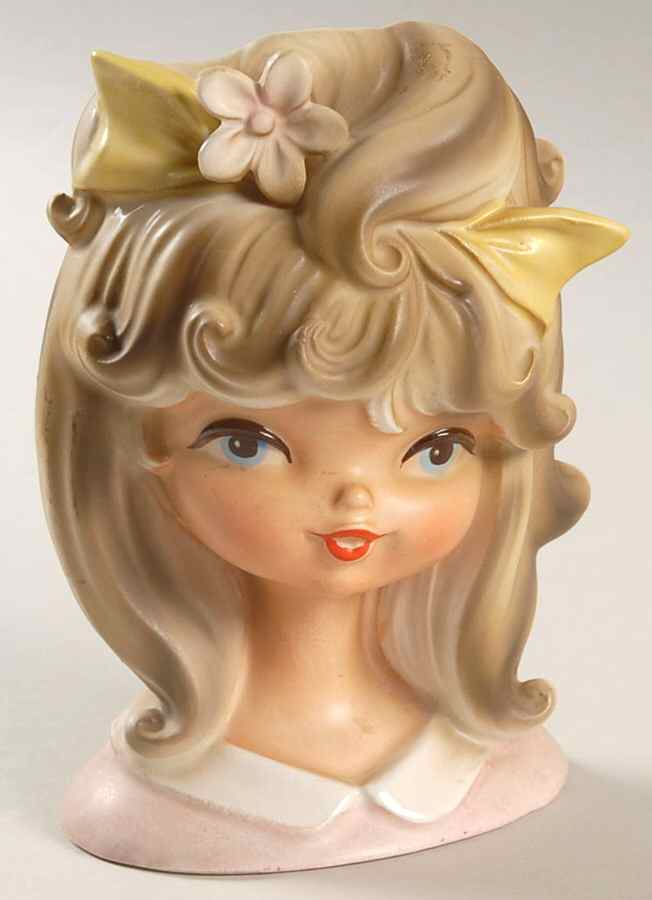 Parma of Japan Head Vase Girl Skinny Neck Pink Dress Yl - No Box by Parma of Japan-1