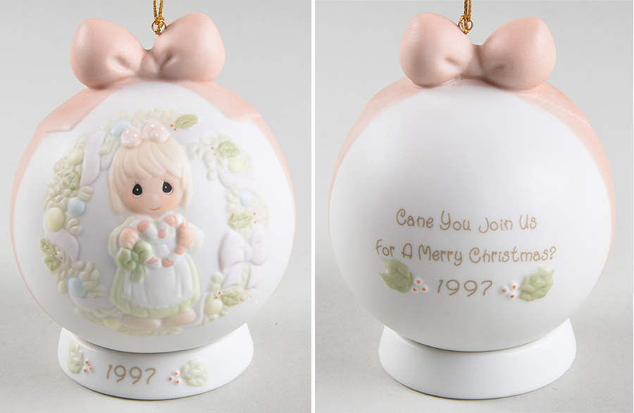 Annual Porcelain Ball Ornament Cane You Join Us For A Merry Christmas - Boxed by Precious Moments-1